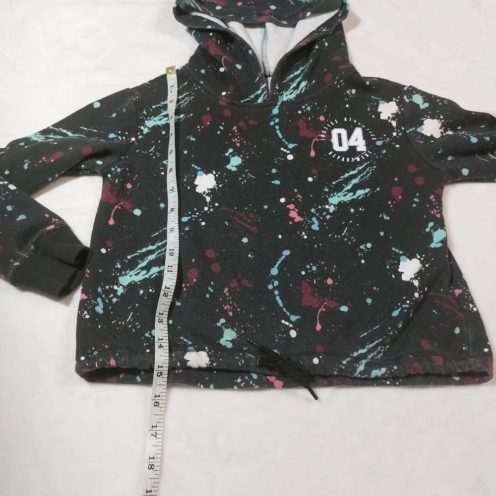 Justice Active Black Paint Splatter Hoodie Size 6
